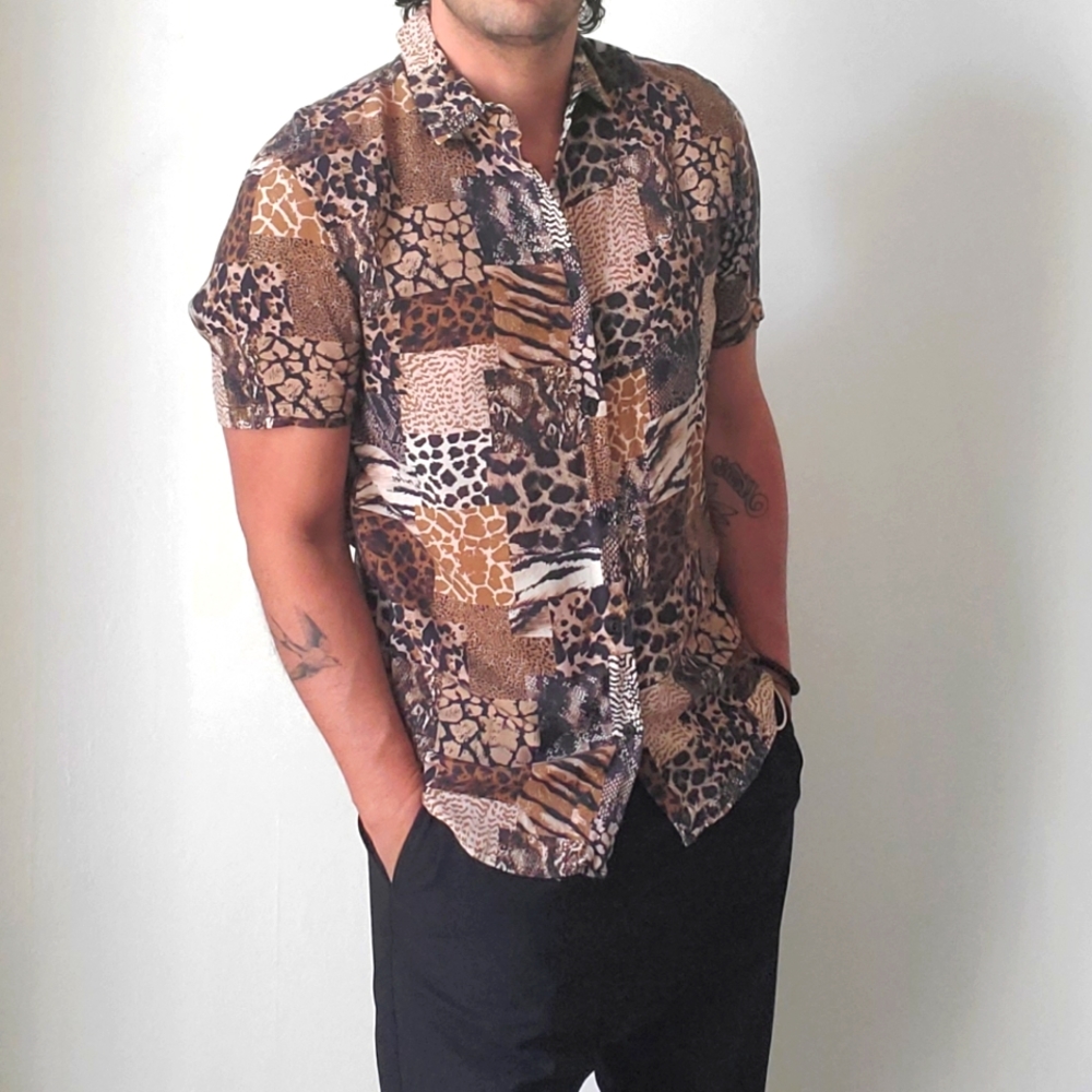 Asos Patch Animal Print Button Down